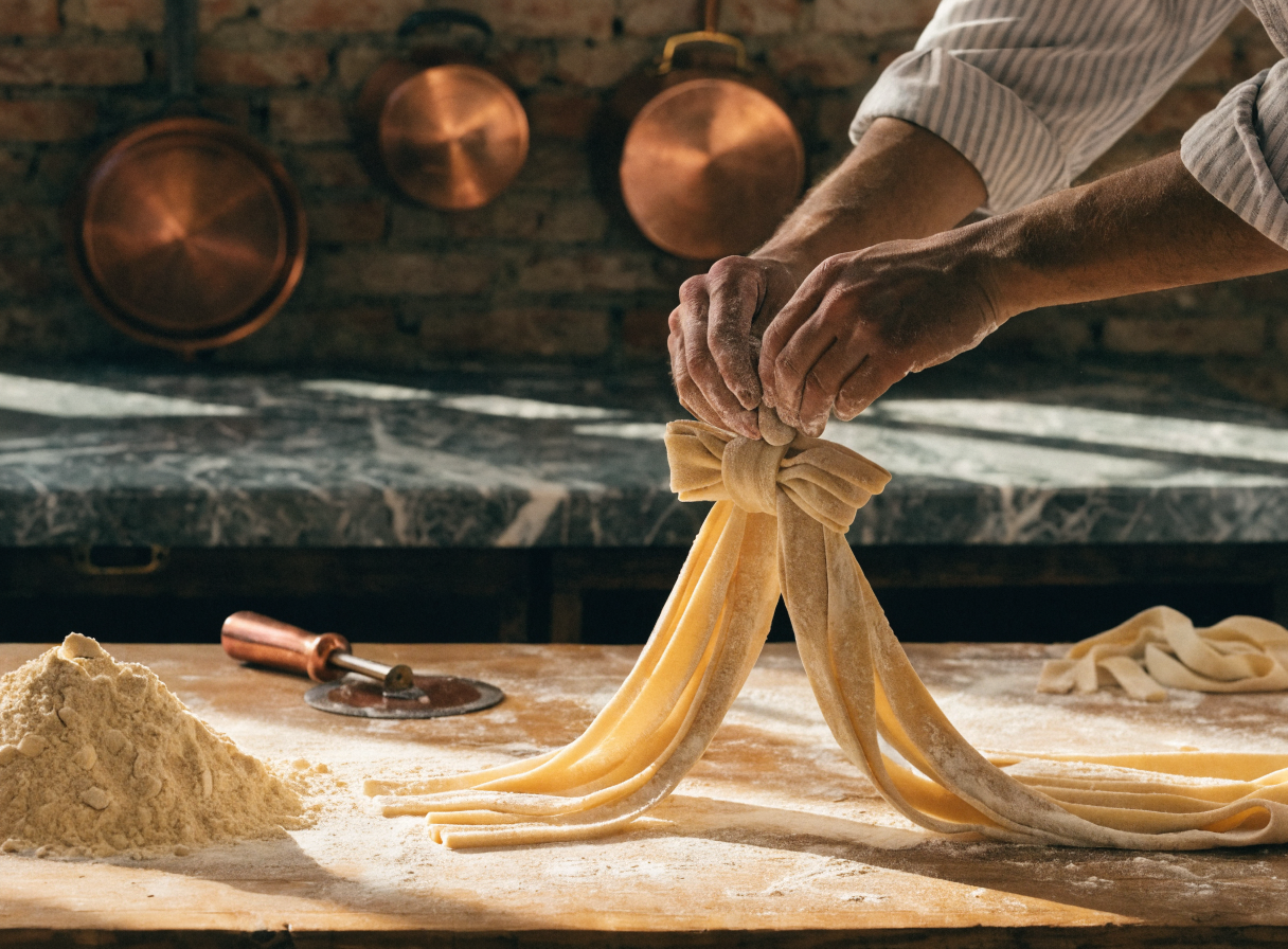 Fresh pasta preparation in our kitchen